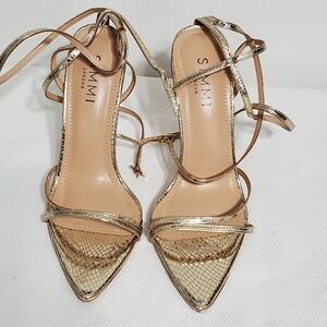 SIMMI London Gold Snake  Strappy Heels Size 9